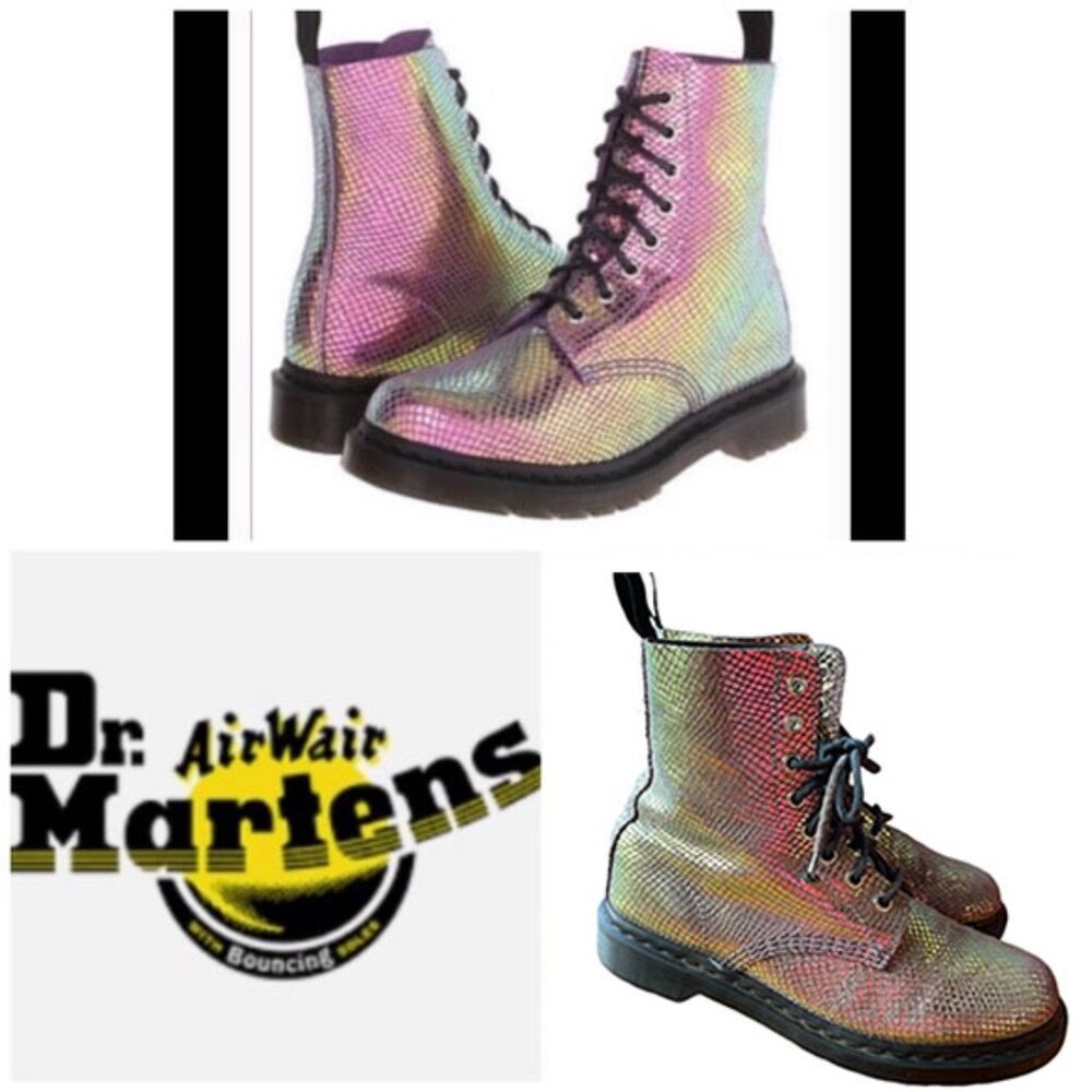 Dr. Martens Iridescent Rainbow Combat Boots - Women's